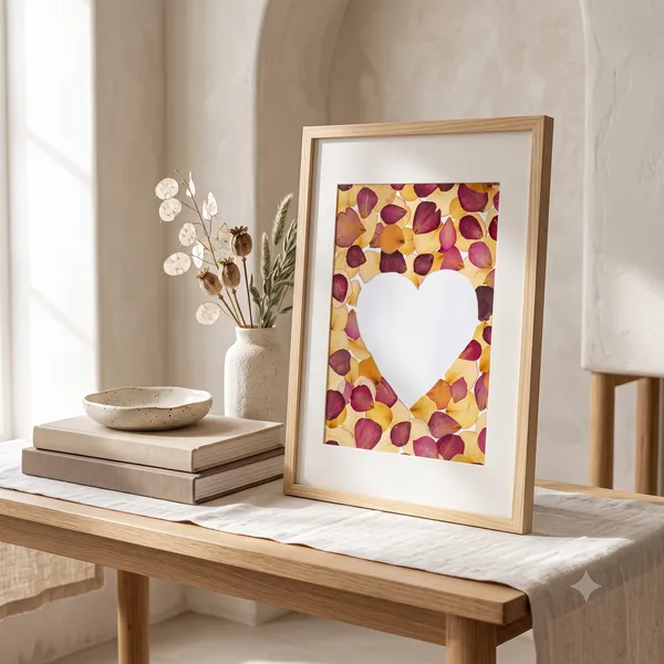 Heart_Shaped_Rose_Petal_Pressed_Flower_Frame_|_Handmade_Botanical_Gift_For_Valentines_And_Anniversaries_|_Multicolor_|_11_X_15_Inch