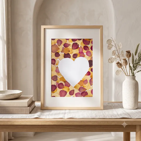 Heart_Shaped_Rose_Petal_Pressed_Flower_Frame_|_Handmade_Botanical_Gift_For_Valentines_And_Anniversaries_|_Multicolor_|_11_X_15_Inch