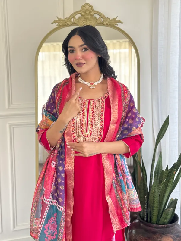 Pink_Cotton_Premium_&_Elegant_Embroidered_Kurta_,_Pant_&_Dupatta_For_Women