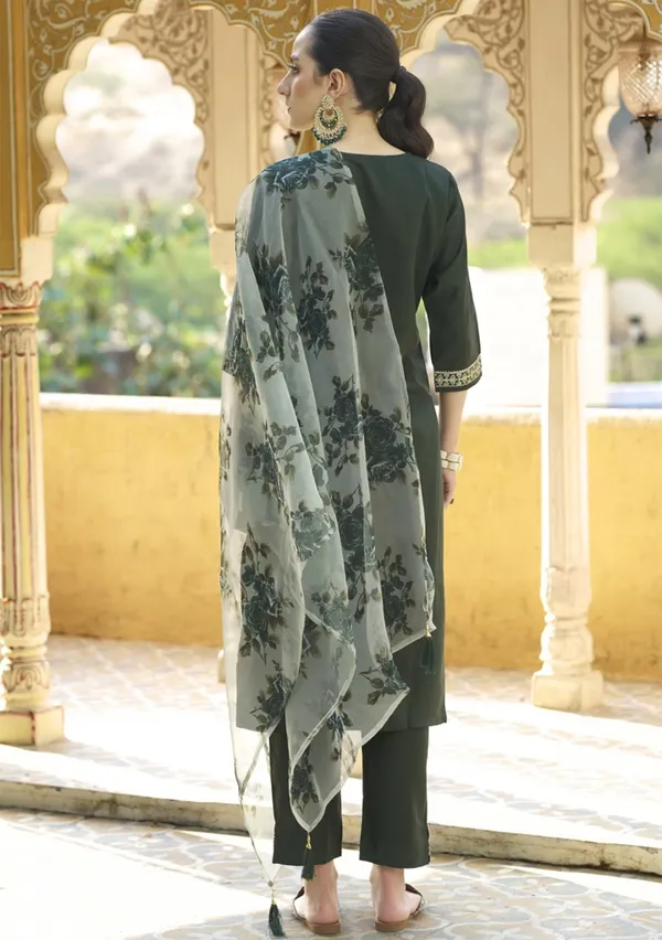 Olive_Silk_Blend_Premium_&_Elegant_Embroidered_Calf_Length_Straight_Kurta_,_Pant_&_Dupatta_For_Women
