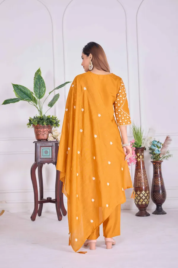 Orange_Cotton_Premium_&_Elegant_Embroidered_Kurta_,_Pant_&_Dupatta_For_Women