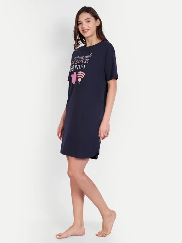 Navy_Blue_Wifi_Sleep_Shirt_Cotton_Nightwear_For_Women