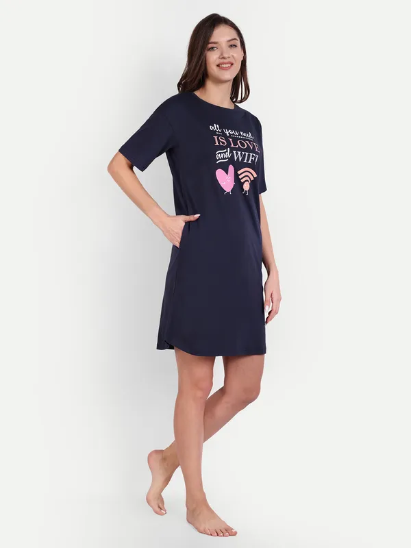Navy_Blue_Wifi_Sleep_Shirt_Cotton_Nightwear_For_Women