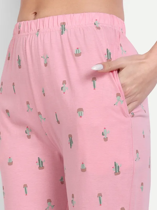 Pink_Cactus_Cotton_Capri_Set_For_Women