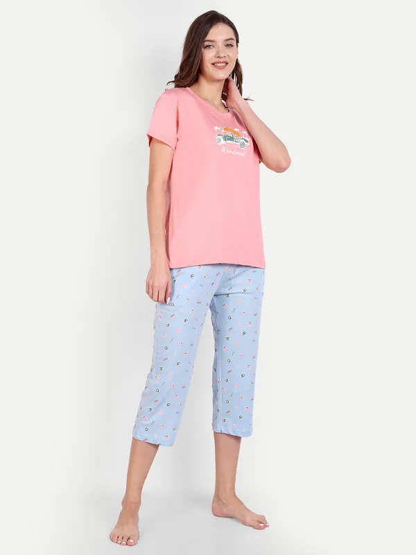 Coral_Wanderlust_Cotton_Capri_Sets_For_Women