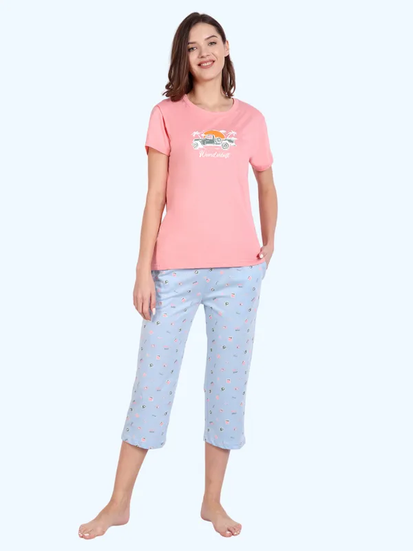 Coral_Wanderlust_Cotton_Capri_Sets_For_Women