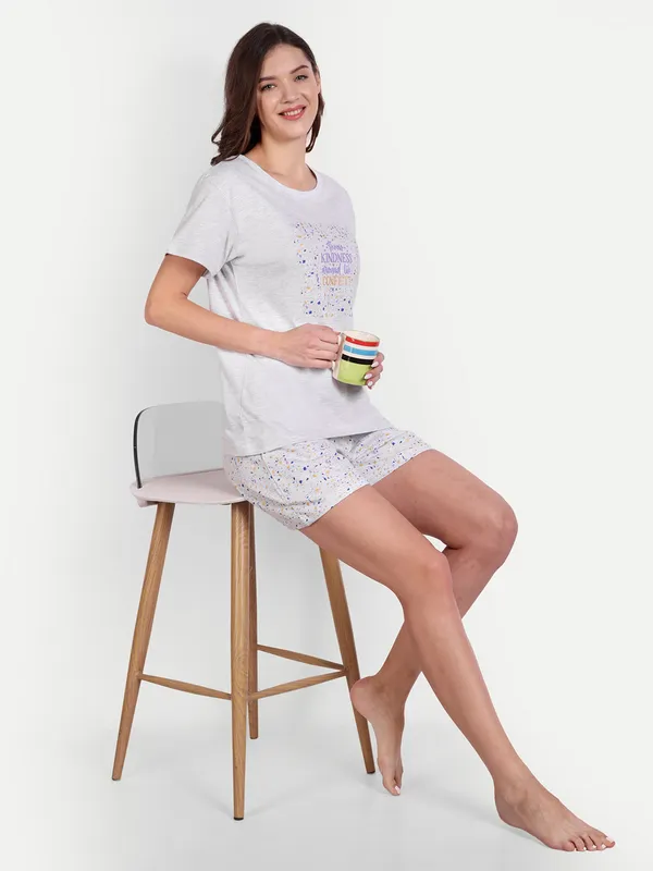 Grey_Confetti_Ekru_Cotton_Shorts_Set_For_Women