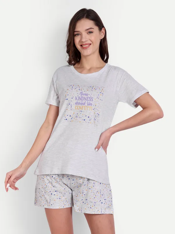 Grey_Confetti_Ekru_Cotton_Shorts_Set_For_Women