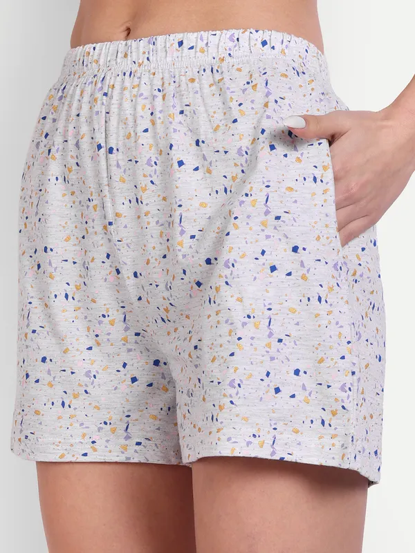 Grey_Confetti_Ekru_Cotton_Shorts_Set_For_Women
