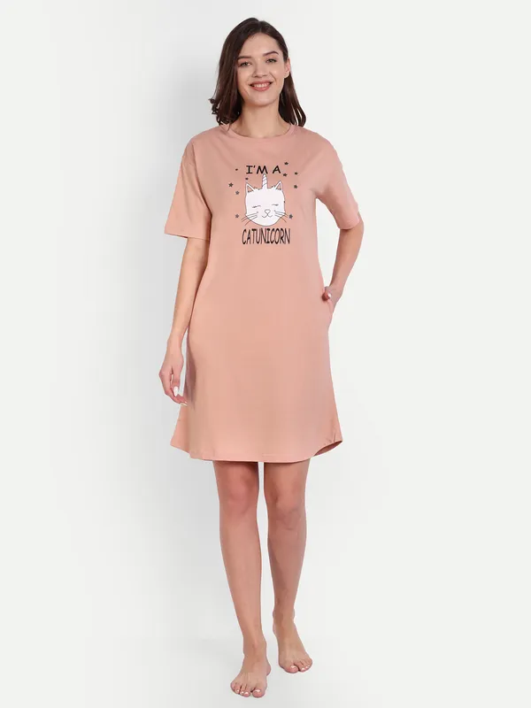 Peach_Catunicorn_Sleep_Shirt_For_Women
