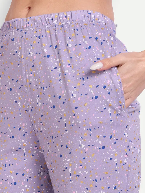 Lavender_Confetti_Cotton_Full_Pants_Set_For_Women