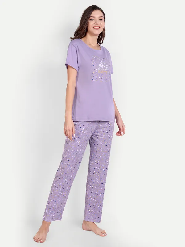Lavender_Confetti_Cotton_Full_Pants_Set_For_Women