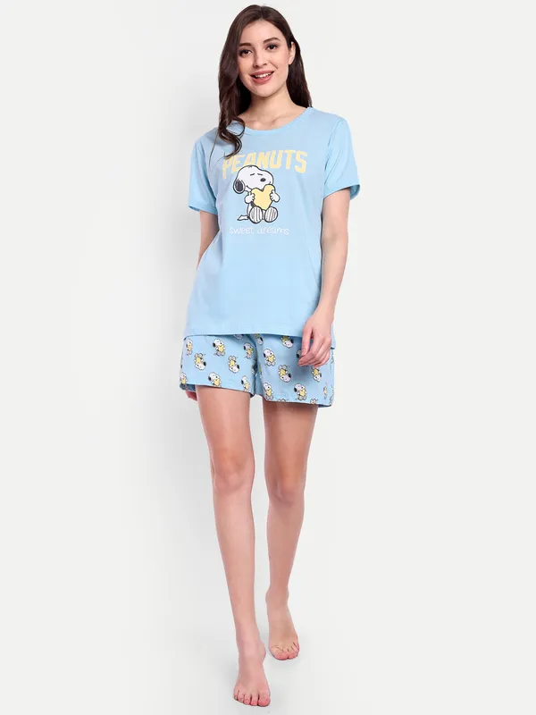 Blue_Peanut_Sweet_Dream_Cotton_Shorts_Sets_For_Women