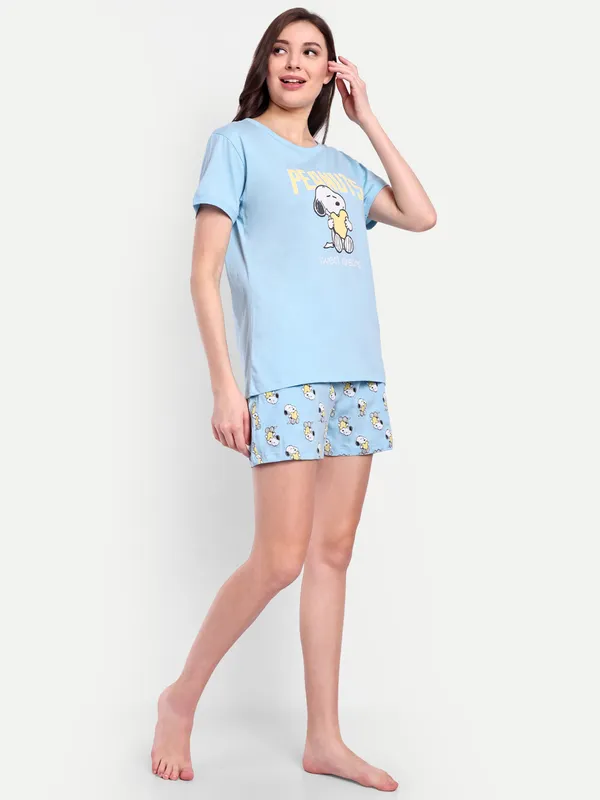 Blue_Peanut_Sweet_Dream_Cotton_Shorts_Sets_For_Women