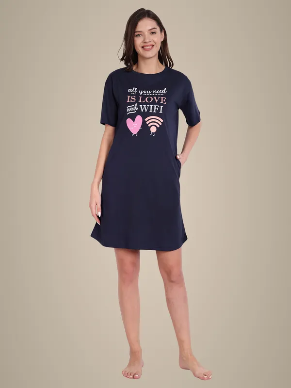 Navy_Blue_Wifi_Sleep_Shirt_Cotton_Nightwear_For_Women