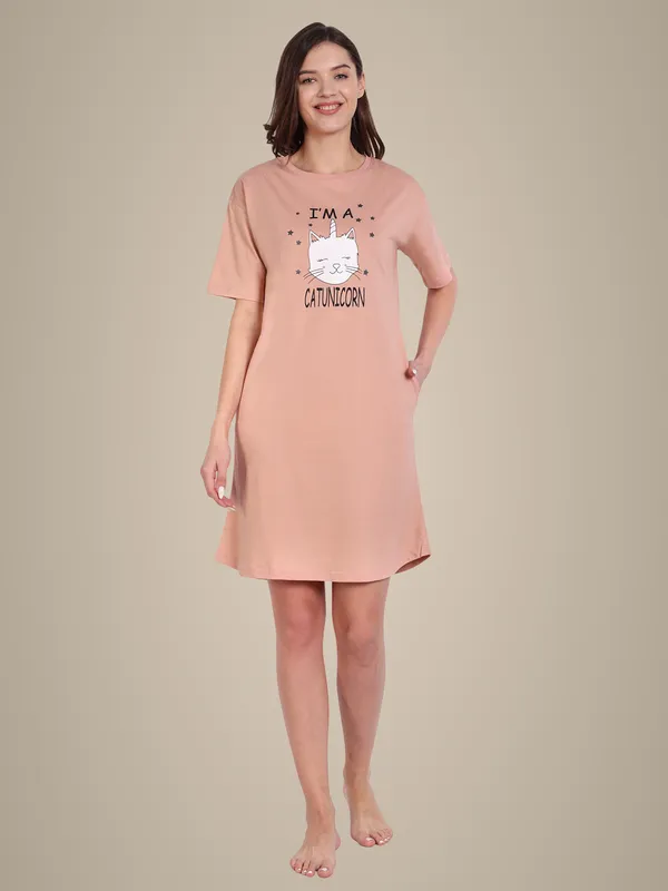 Peach_Catunicorn_Sleep_Shirt_For_Women