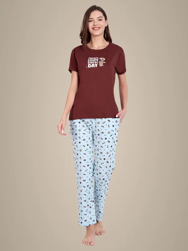 Maroon_Donut_Cotton_Full_Pant_Sets_For_Women