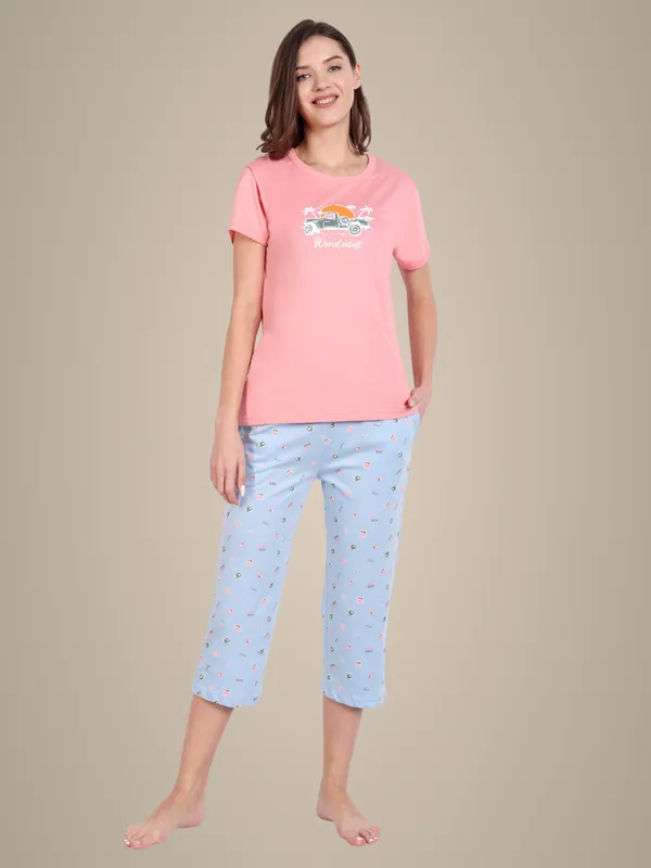 Coral_Wanderlust_Cotton_Capri_Sets_For_Women