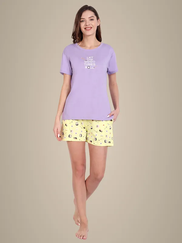 Lavender_Sushi_Cotton_Short_Set_For_Women