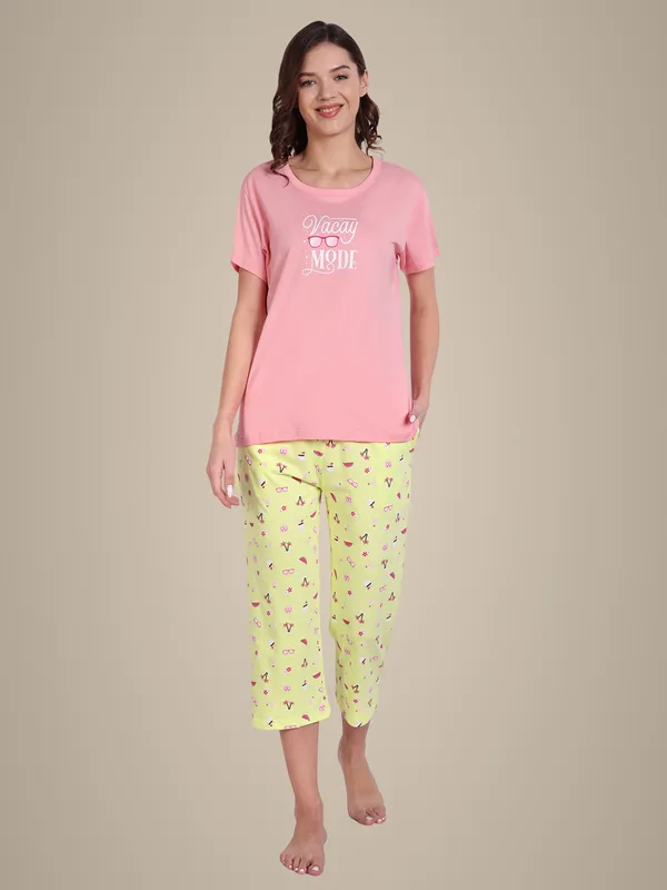 Coral_Vacay_Cotton_Capri_Set_For_Women