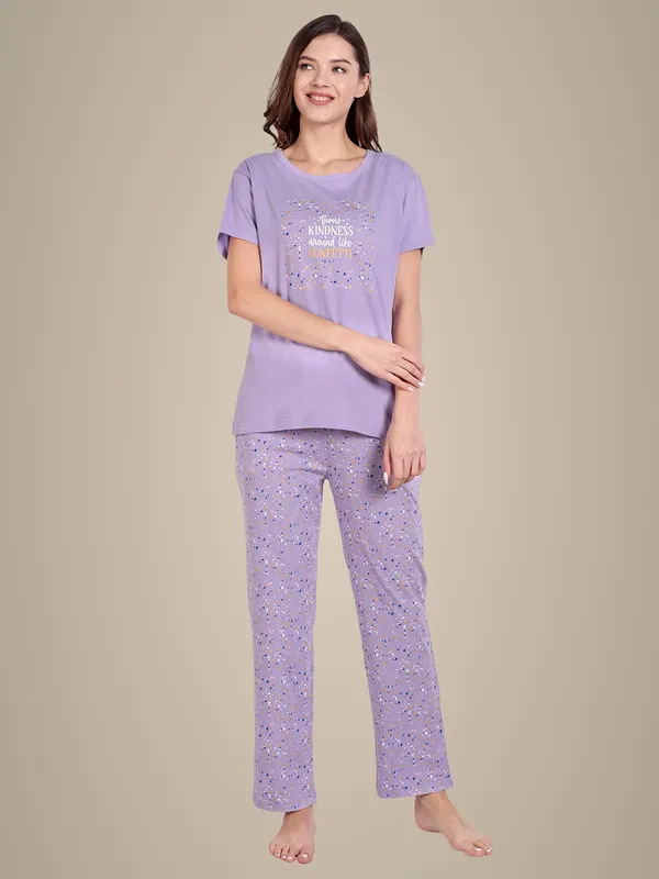 Lavender_Confetti_Cotton_Full_Pants_Set_For_Women