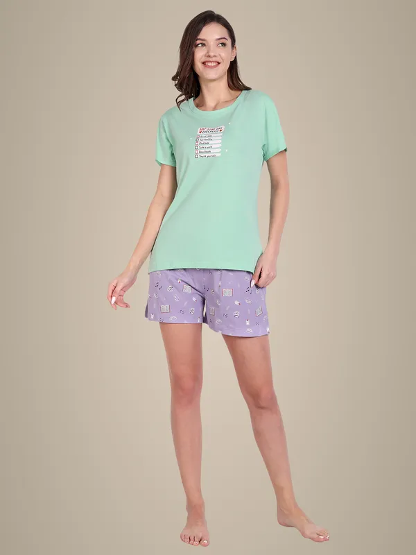 Green_Self_Care_Cotton_Shorts_Set_For_Women