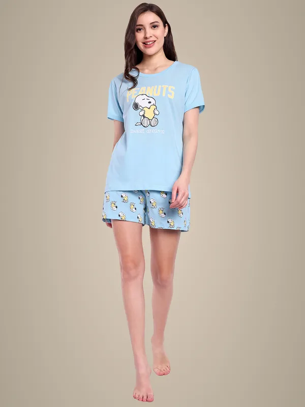 Blue_Peanut_Sweet_Dream_Cotton_Shorts_Sets_For_Women