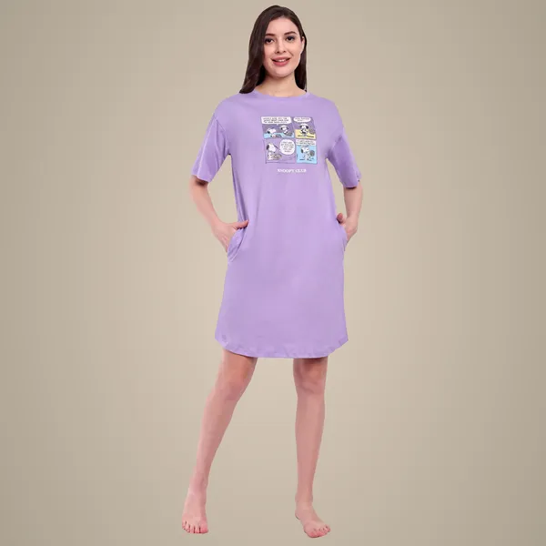 Lavender_Comic_Strip_T-Shirt_Cotton_Night-Shirt_For_Women