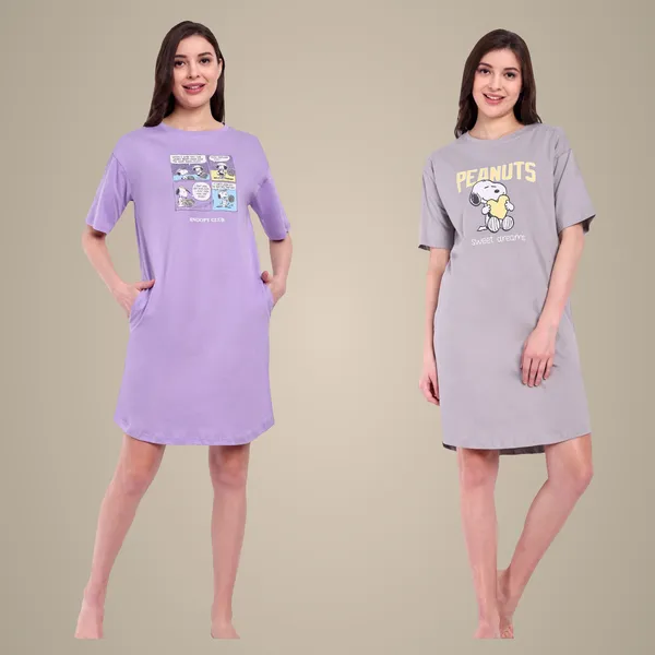 Lavender_Comic_Strip_&_Peanut_Sweet_Dream_Cotton_T-Shirt_Night-Shirt_For_Women