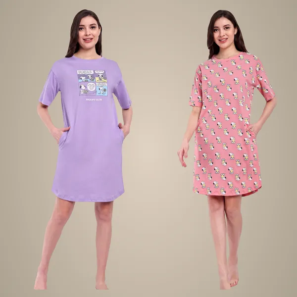 Lavender_Comic_Strip_&_Peanut_Sweet_Dream_Cotton_T-Shirt_Night-Shirt_For_Women