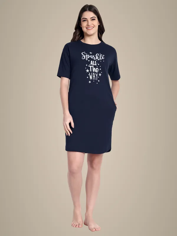 Navy_Blue_Sparkle_All_The_Way_Cotton_Night-Shirt_For_Women