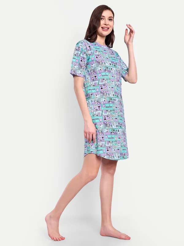 Multicolor_Comic_Strip_Aop_Cotton_Night-Shirt_For_Women