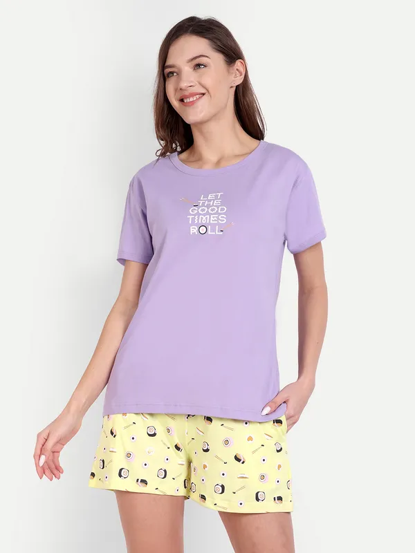 Lavender_Sushi_Cotton_Short_Set_For_Women