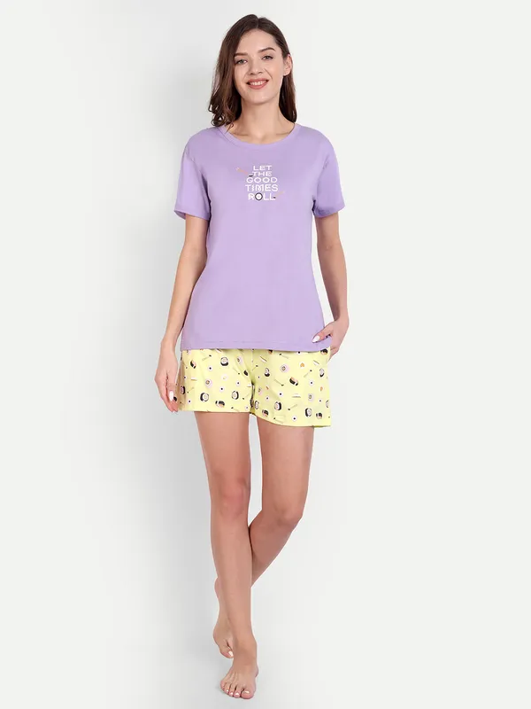 Lavender_Sushi_Cotton_Short_Set_For_Women