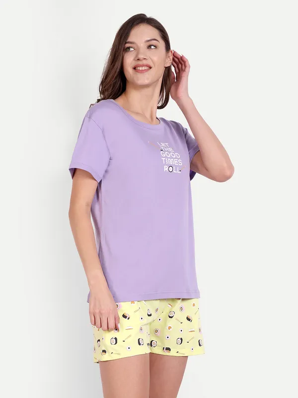 Lavender_Sushi_Cotton_Short_Set_For_Women