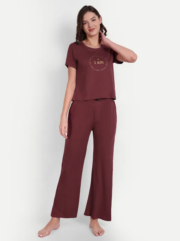 Burgundy_I_Am_Printed_Cotton_Co-Ord_Sets_For_Women