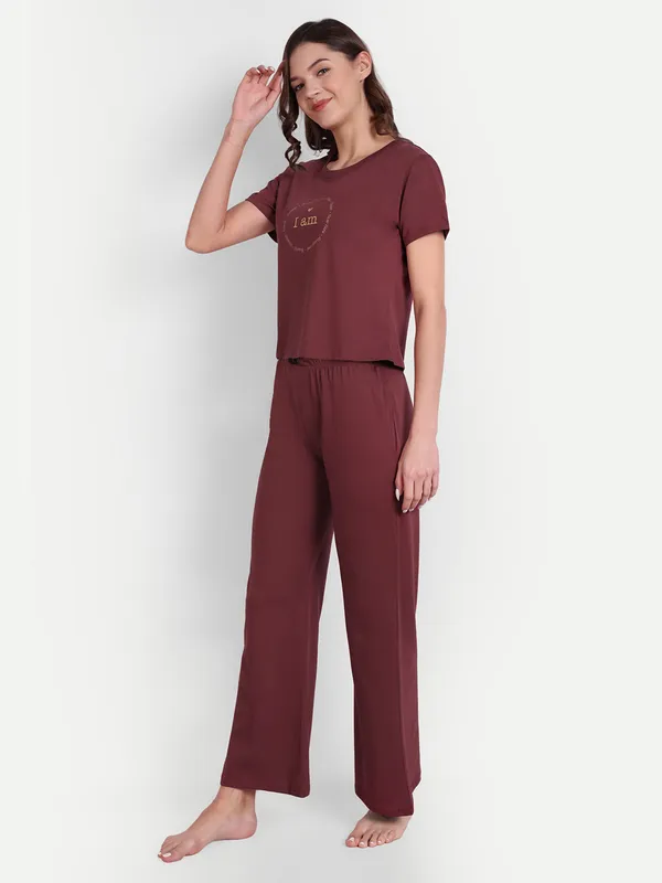 Burgundy_I_Am_Printed_Cotton_Co-Ord_Sets_For_Women
