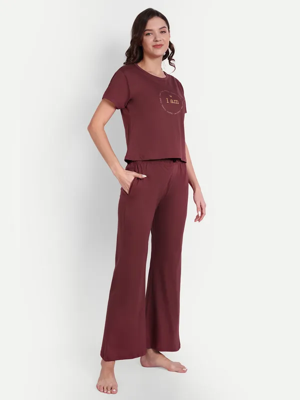Burgundy_I_Am_Printed_Cotton_Co-Ord_Sets_For_Women