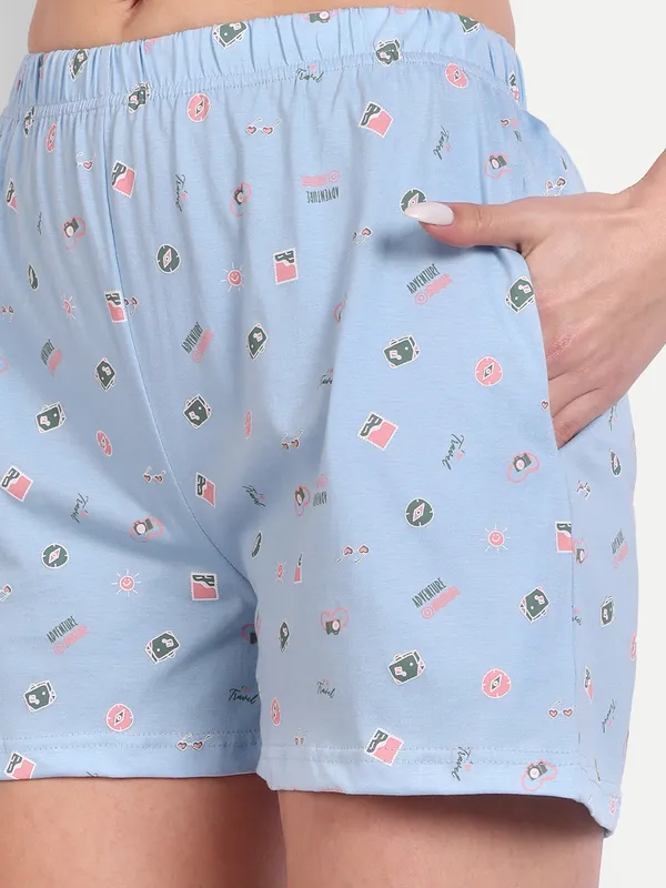 Coral_Wanderlust_Cotton_Shorts_Set_For_Women