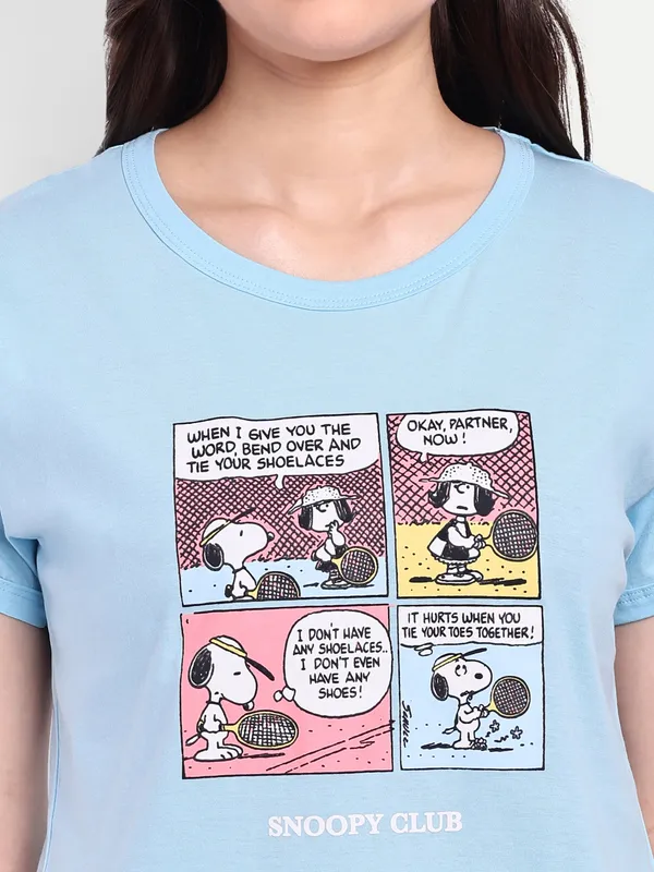 Blue_Peanut_Comic_Strip_Cotton_Shorts_Sets_For_Women