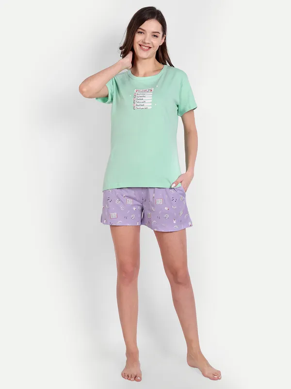 Green_Self_Care_Cotton_Shorts_Set_For_Women