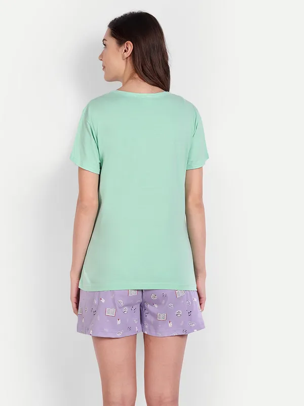 Green_Self_Care_Cotton_Shorts_Set_For_Women