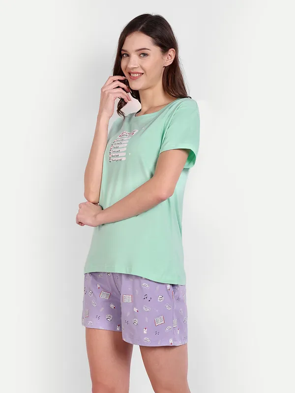 Green_Self_Care_Cotton_Shorts_Set_For_Women