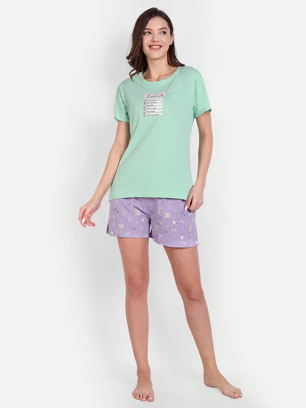 Green_Self_Care_Cotton_Shorts_Set_For_Women