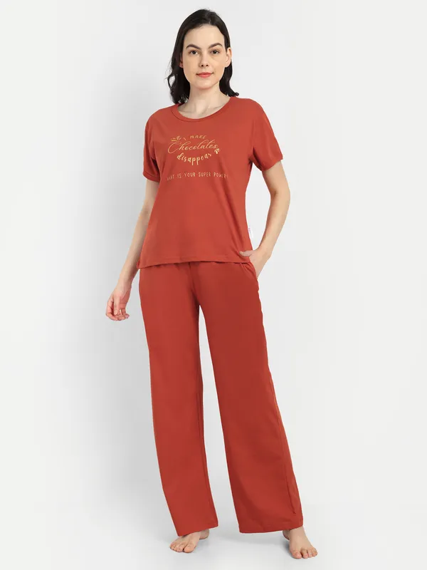 Rust_I_Make_Choclate_Disappear_Cotton_Co-Ord_Set_For_Women