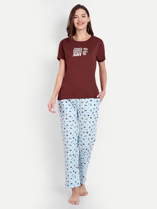Maroon_Donut_Cotton_Full_Pant_Sets_For_Women