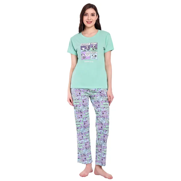 Green_Peanut_Comic_Strip_Cotton_Full_Pyjama_Sets_For_Women