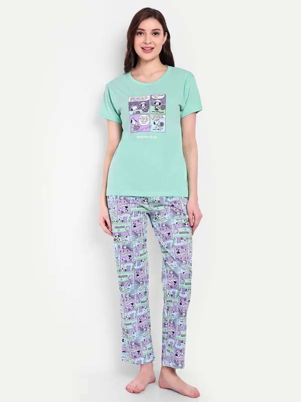 Green_Peanut_Comic_Strip_Cotton_Full_Pyjama_Sets_For_Women