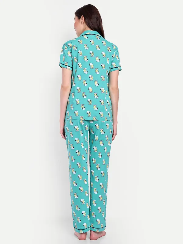 Green_Peanut_Sweet_Dream_Notch_Collar_Cotton_Full_Pants_For_Women