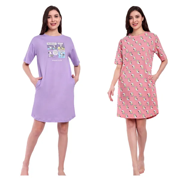Lavender_Comic_Strip_&_Peanut_Sweet_Dream_Cotton_T-Shirt_Night-Shirt_For_Women